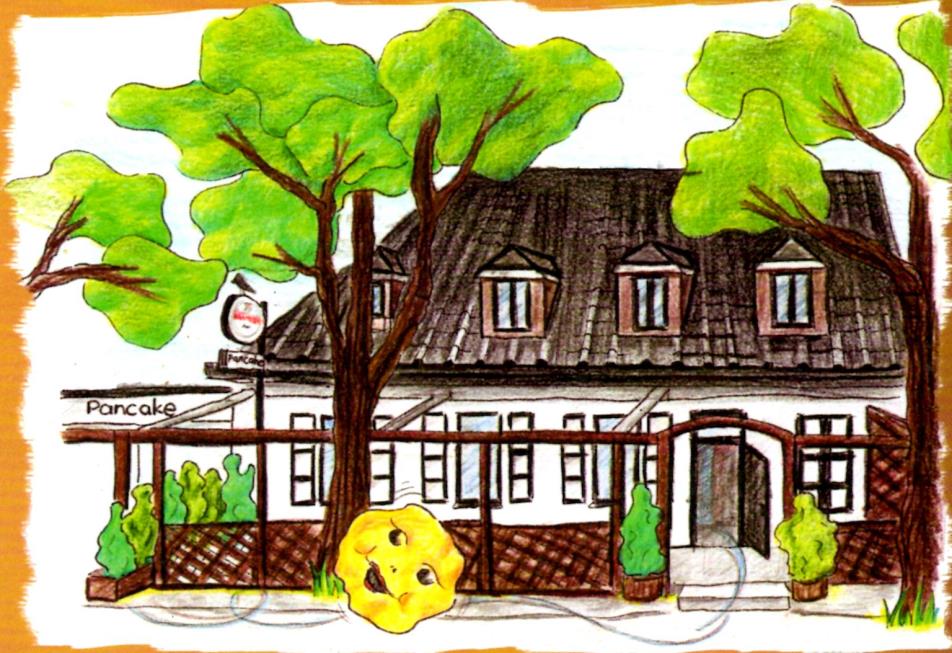 Der Pfannkuchen führt die Kinder ins House of Pancake